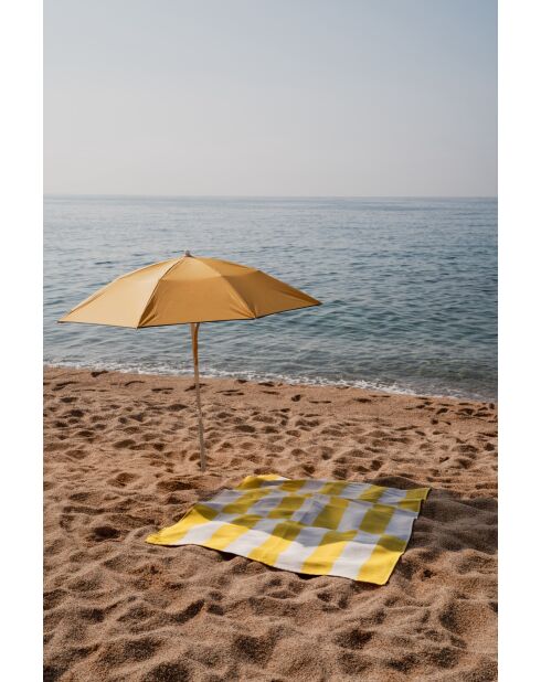 Telo mare Su in cotone giallo e beige - 160x100 cm