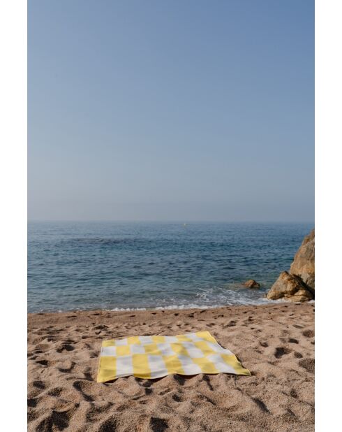 Telo mare Su in cotone giallo e beige - 160x100 cm