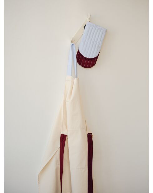 Rubi Baumwollschürze beige/burgunderrot und blau - 86x80 cm