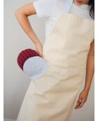 Rubi Baumwollschürze beige/burgunderrot und blau - 86x80 cm