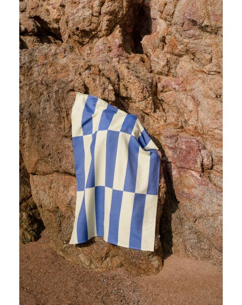 Telo mare Su lime e blu in cotone - 160x100 cm