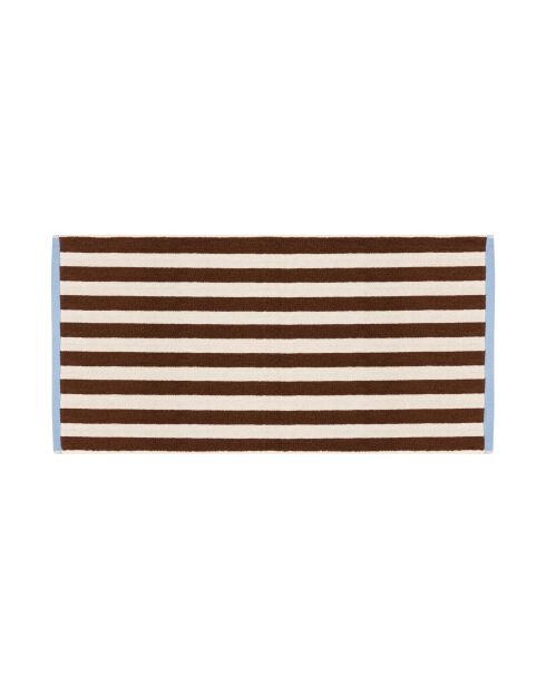 Asciugamano da bagno in cotone Gobo marrone cacao/strisce larghe - 140x70 cm