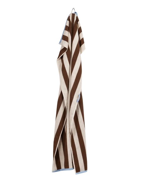 Asciugamano da bagno in cotone Gobo marrone cacao/strisce larghe - 140x70 cm
