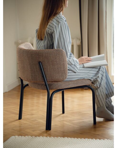 Fauteuil Kei Lounge mélange brun et bleu - 74x66x65 cm