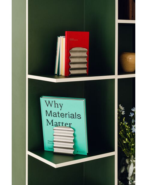 Serre-livres Olbi en acier inoxydable - 15x12x10 cm