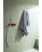 Asciugamano in cotone Gobo celeste/strisce strette - 80x50 cm