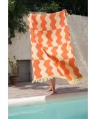Telo mare in cotone Nugo arancione zucca - 160x100 cm