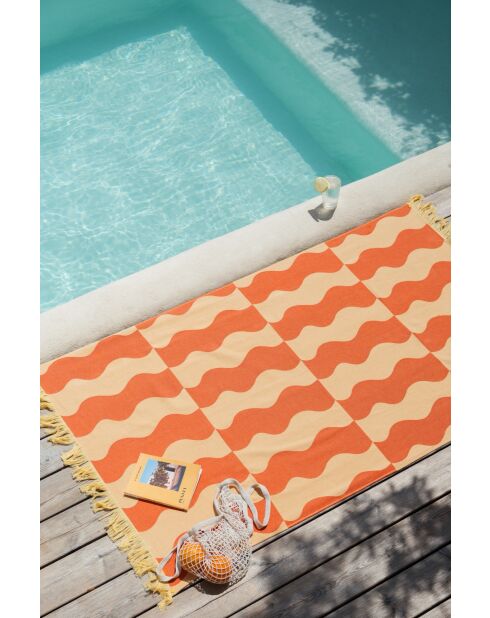 Telo mare in cotone Nugo arancione zucca - 160x100 cm