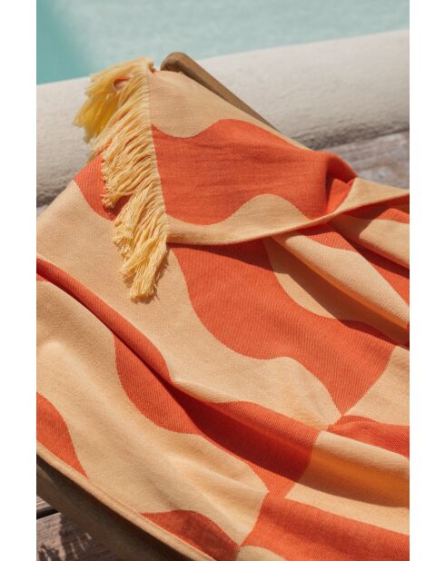 Telo mare in cotone Nugo arancione zucca - 160x100 cm