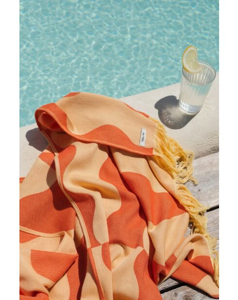Telo mare in cotone Nugo arancione zucca - 160x100 cm