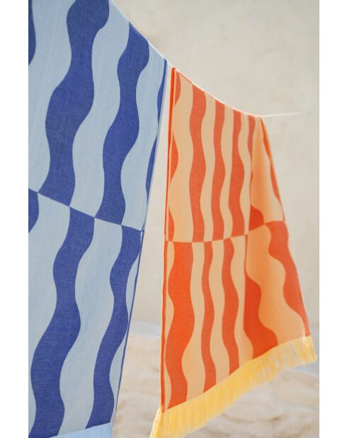 Telo mare in cotone Nugo arancione zucca - 160x100 cm