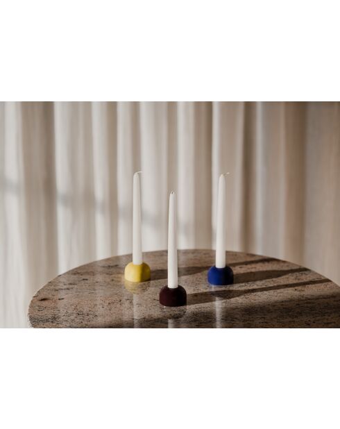 3 Lums Kerzenständer aus massiver Buche, kleines Modell, Blaubeer- und Weinbeerentarte, 3,5 x 6 x 6 cm
