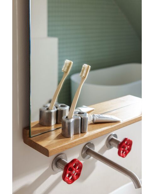 Porte-brosses à dents Mis aluminium - 4,3x4,8x4.3 cm