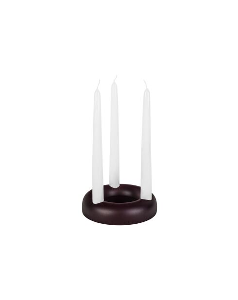 Kaarsenhouder Lums massief beukenhout groot model wijnbes - 3,5x15x15 cm