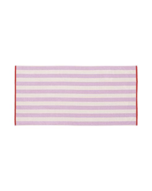Gobo Baumwollbadetuch pastelllila/breite Streifen - 140x70 cm