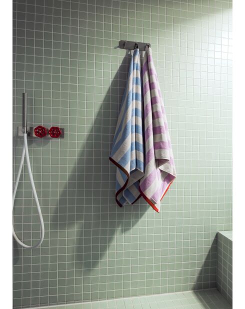 Asciugamano da bagno in cotone Gobo lilla pastello/strisce larghe - 140x70 cm