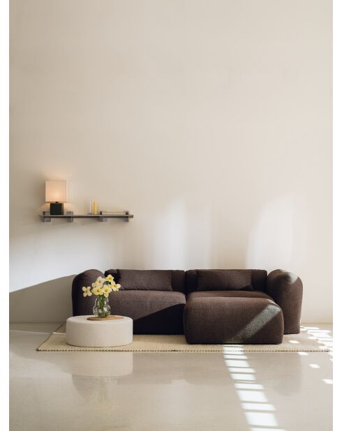 Puf Folk con hebilla grande en color beige nube - 25x70x70 cm