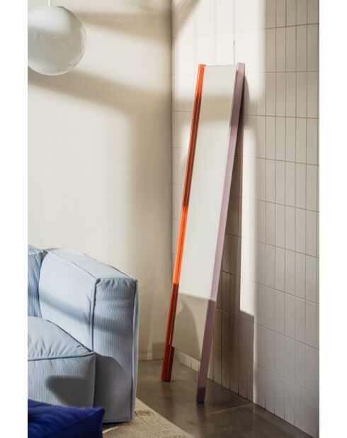 Miroir sur pied Lun écorce d'orange et violette pâle - 166x49x4 cm