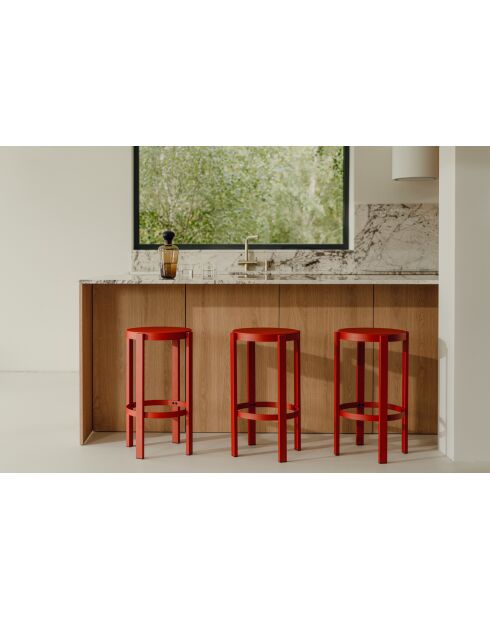 Tabouret de bar Doon rouge tomate - 75x35x35 cm