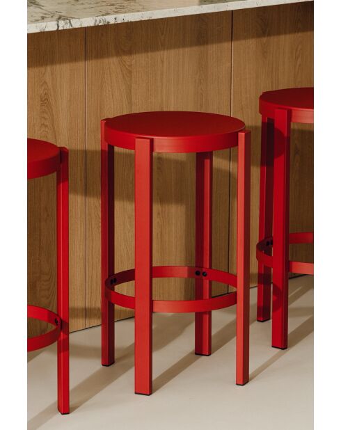 Tabouret de bar Doon rouge tomate - 75x35x35 cm