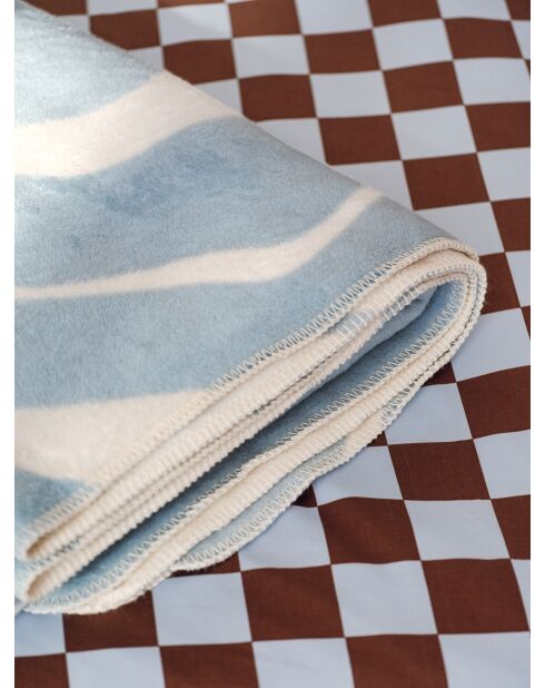 Plaid in cotone Felu blu satinato - 200x150 cm