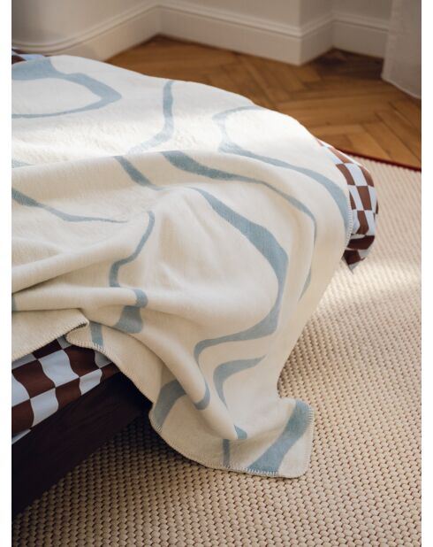 Plaid in cotone Felu blu satinato - 200x150 cm