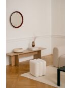 Puf Radd Cloud beige con forma de lazo, 44,5 x 36 x 36 cm
