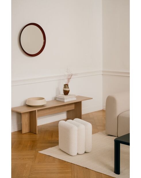 Puf Radd Cloud beige con forma de lazo, 44,5 x 36 x 36 cm