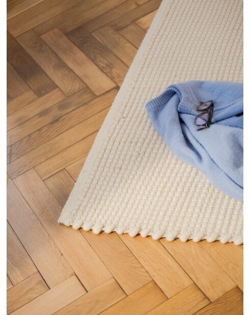 Tappeto Talo in lana beige naturale - 170x80 cm
