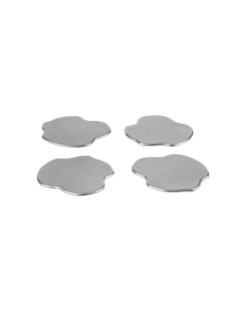 Lot de 4 sous-verres Plama aluminium - 0,4x10x10 cm