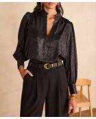 Schwarze Folienbluse Beth