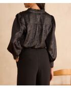 Schwarze Folienbluse Beth