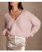 Cardigan in maglia Chelton rosa satinato