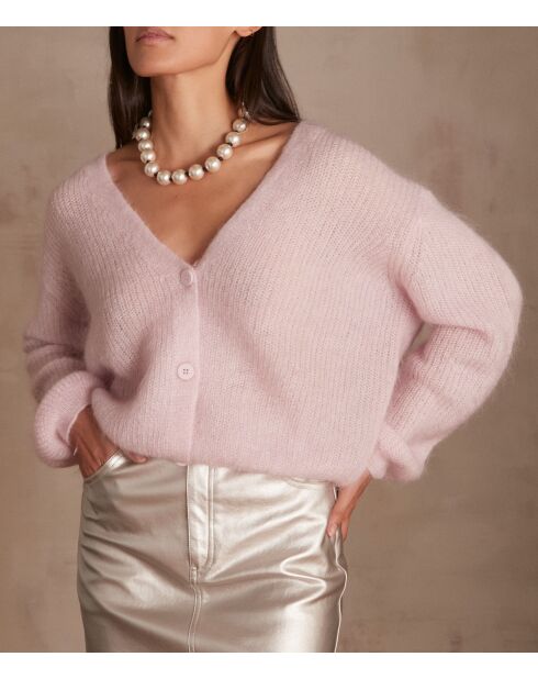 Cardigan en maille Chelton rose givré