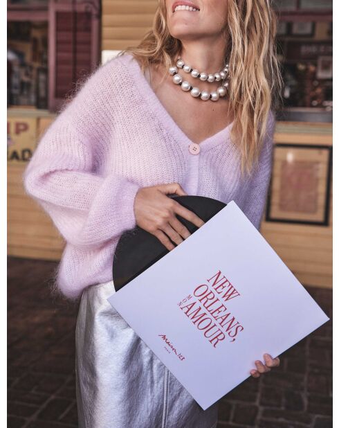Cardigan en maille Chelton rose givré