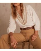 Schlichte ecrufarbene Bluse Carmen