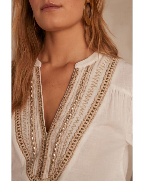 Schlichte ecrufarbene Bluse Carmen