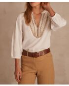 Schlichte ecrufarbene Bluse Carmen
