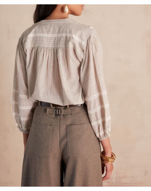 Salomé hellgraue gestreifte Bluse