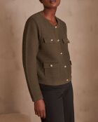 Khakifarbene Strickjacke Lily