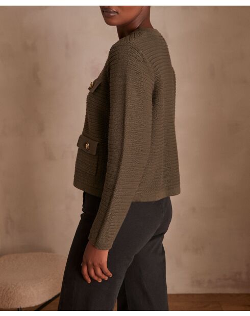 Khakifarbene Strickjacke Lily