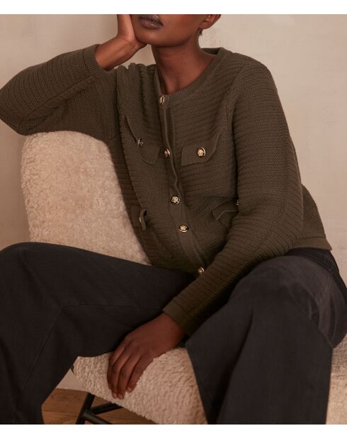 Khakifarbene Strickjacke Lily