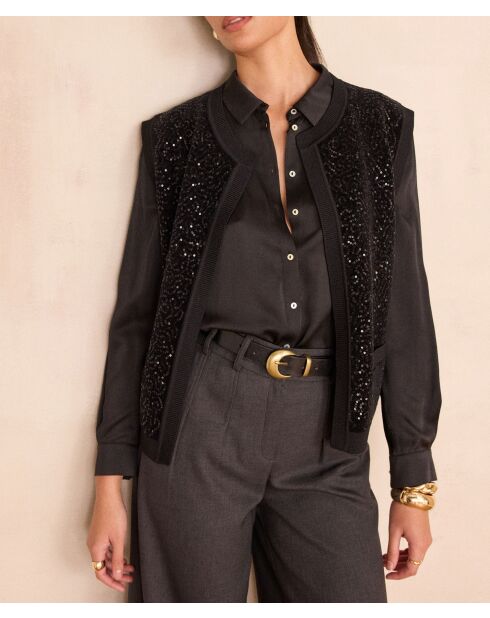 Gilet cardigan Becka noir