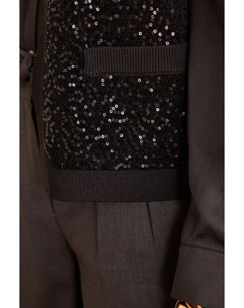Gilet cardigan Becka noir