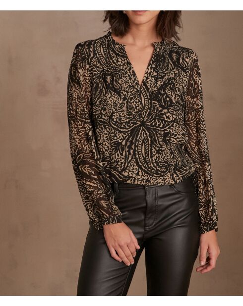 Blouse Beryle imprimée noire