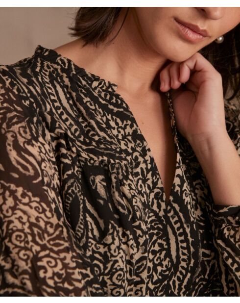 Blouse Beryle imprimée noire