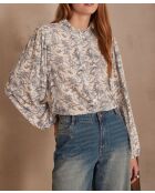 Blouse Philippine imprimée Arab indigo clair