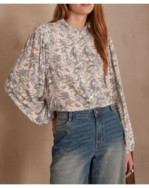 Blouse Philippine imprimée Arab indigo clair