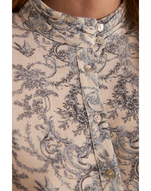 Blouse Philippine imprimée Arab indigo clair