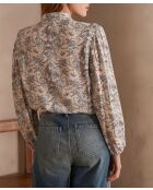 Blouse Philippine imprimée Arab indigo clair